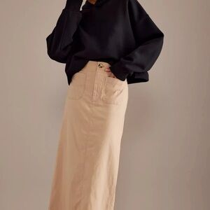 Khaki Anthropologie Maeve Maxi Skirt with Front Pockets Large